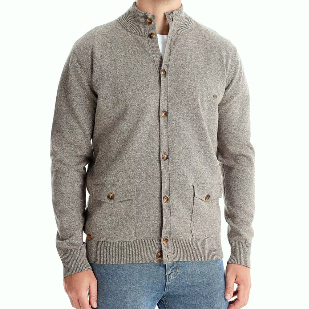 Kian | Mock Neck Cotton Cardigan