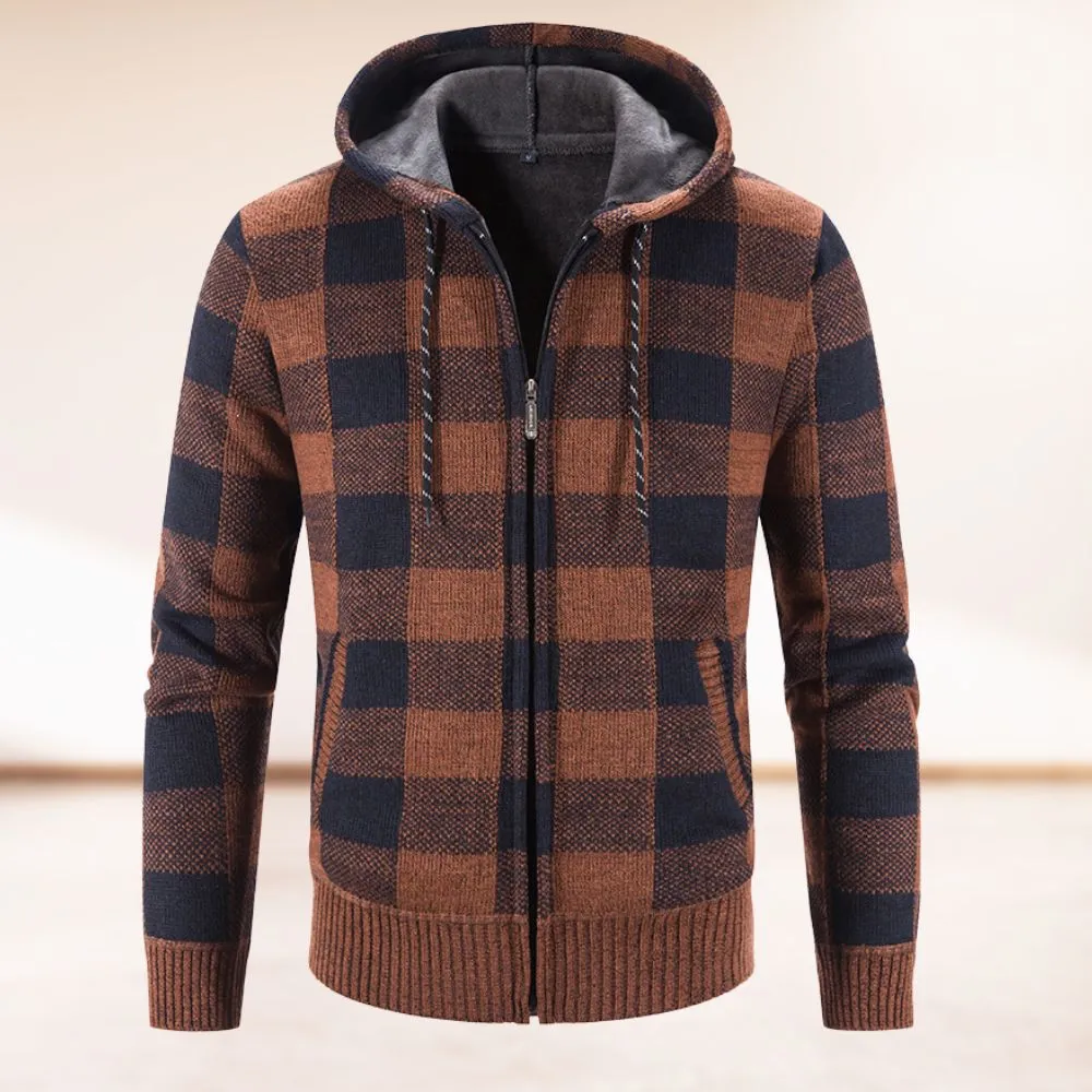 Forbes® | Fashionably Warm Checked Cardigan With Hood