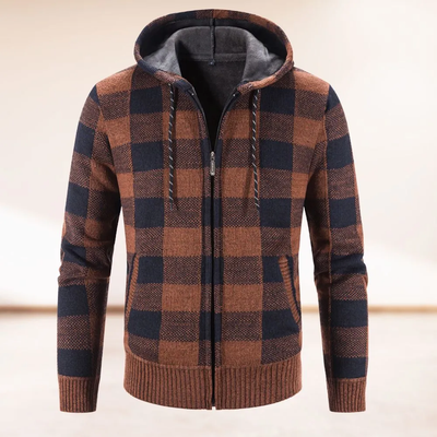 Forbes® | Fashionably Warm Checked Cardigan With Hood