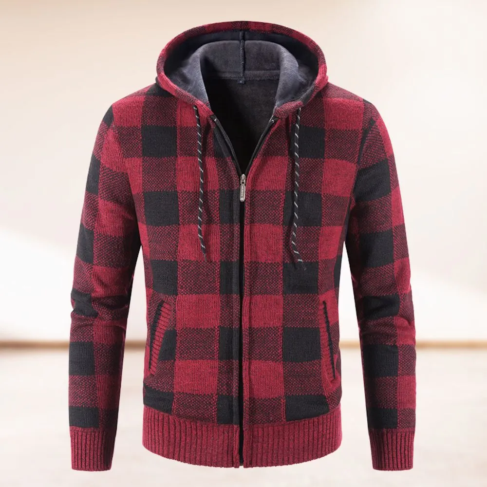 Forbes® | Fashionably Warm Checked Cardigan With Hood