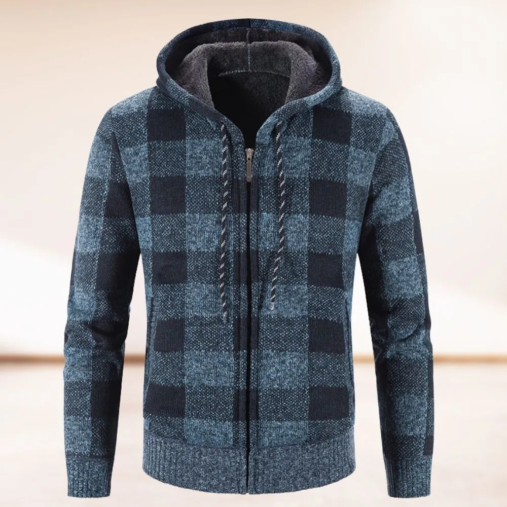 Forbes® | Fashionably Warm Checked Cardigan With Hood