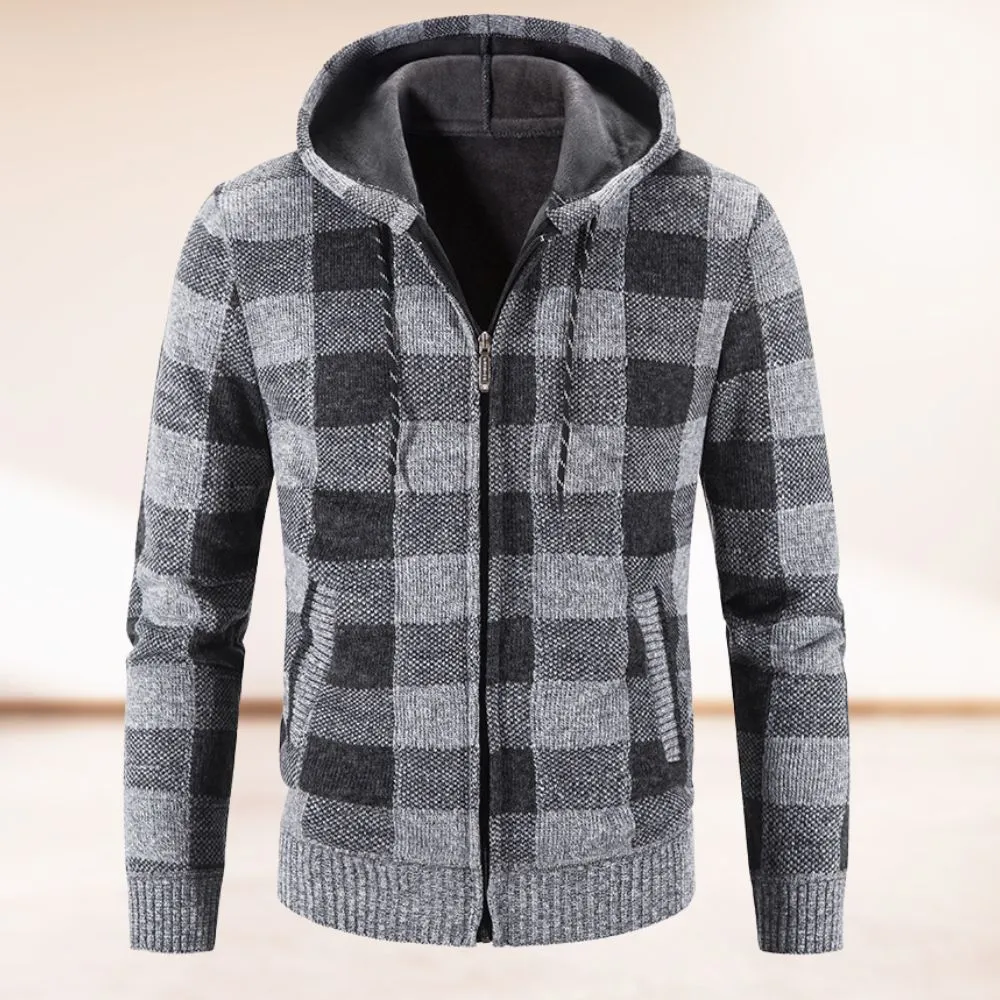Forbes® | Fashionably Warm Checked Cardigan With Hood