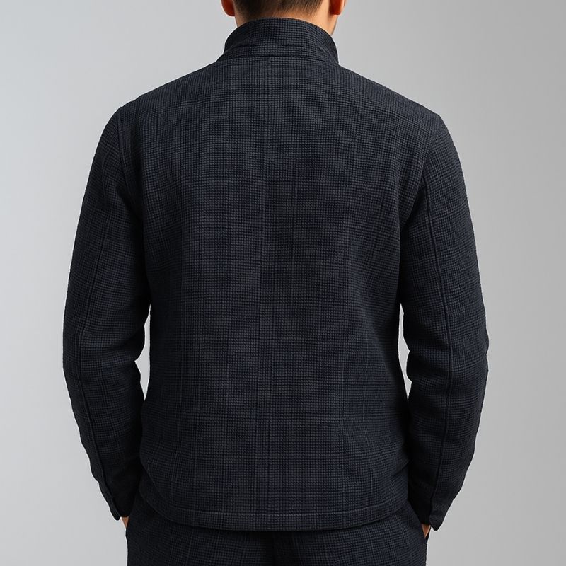 Men's Solid Textred Stand Collar Single Breasted Casal Jacket