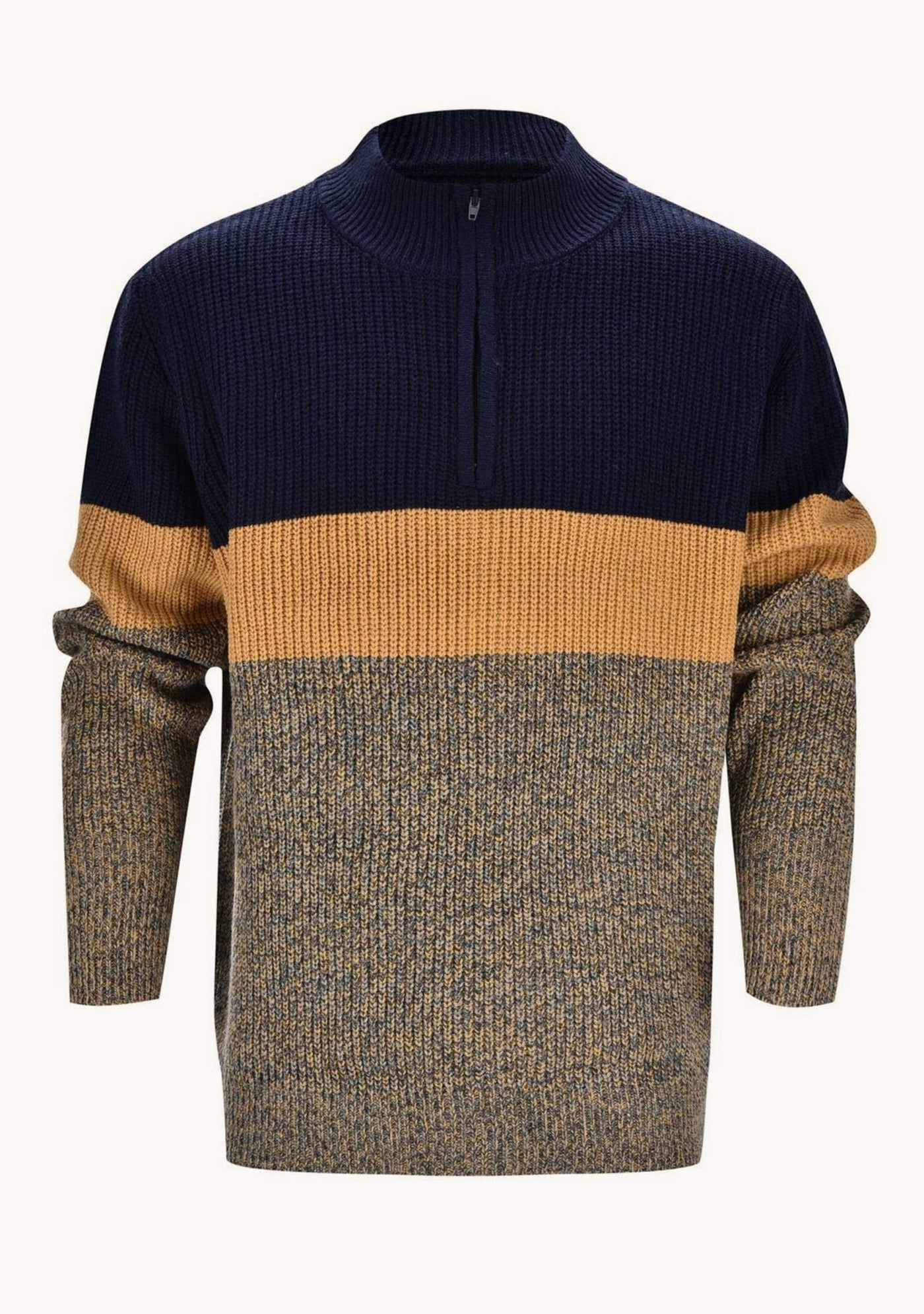 Umar | Modern colorblock sweater with round neck in fine knit