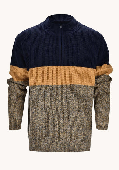 Umar | Modern colorblock sweater with round neck in fine knit