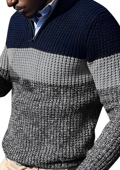 Umar | Modern colorblock sweater with round neck in fine knit