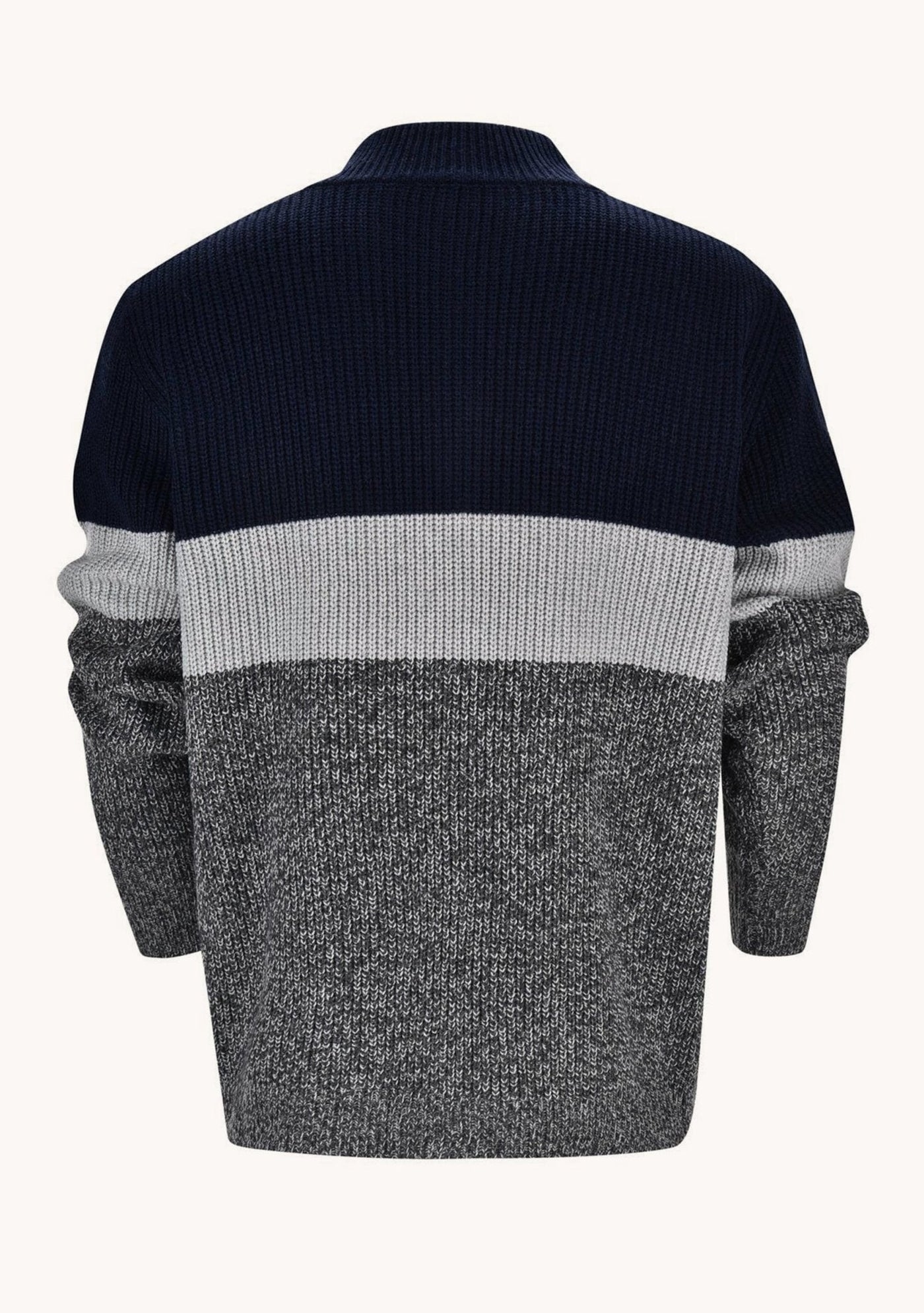 Umar | Modern colorblock sweater with round neck in fine knit