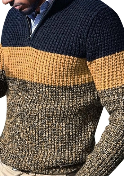 Umar | Modern colorblock sweater with round neck in fine knit