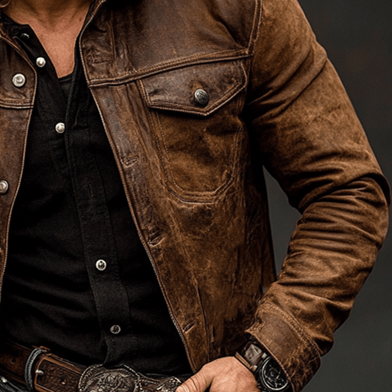 Klaus | Vintage leather jacket with lapels
