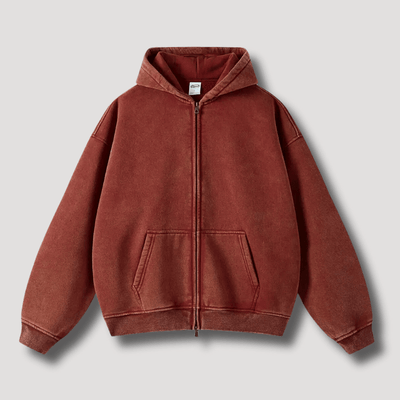 Odiseo | Vintage Solid Zip-Up Hoodie
