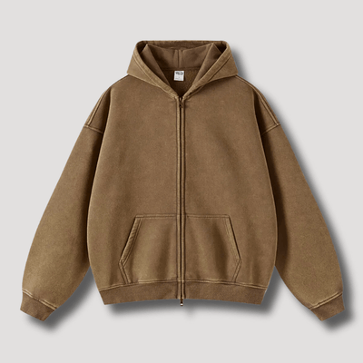 Odiseo | Vintage Solid Zip-Up Hoodie