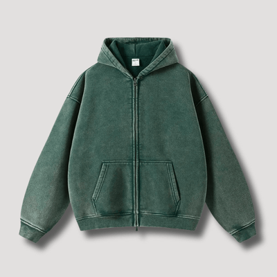 Odiseo | Vintage Solid Zip-Up Hoodie