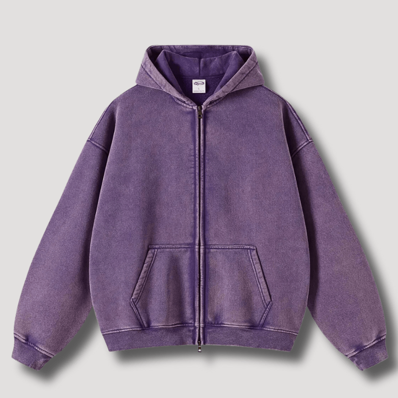 Odiseo | Vintage Solid Zip-Up Hoodie