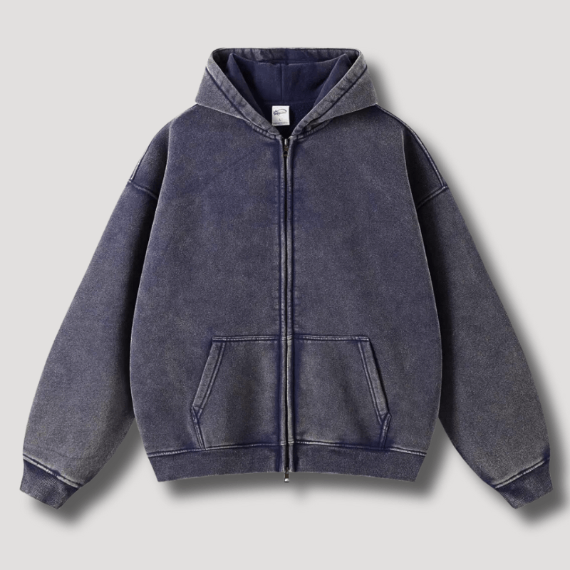 Odiseo | Vintage Solid Zip-Up Hoodie