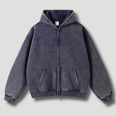 Odiseo | Vintage Solid Zip-Up Hoodie