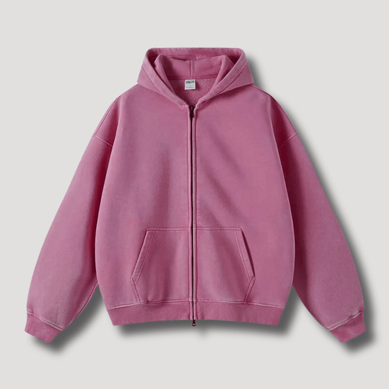 Odiseo | Vintage Solid Zip-Up Hoodie