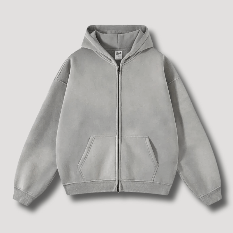 Odiseo | Vintage Solid Zip-Up Hoodie