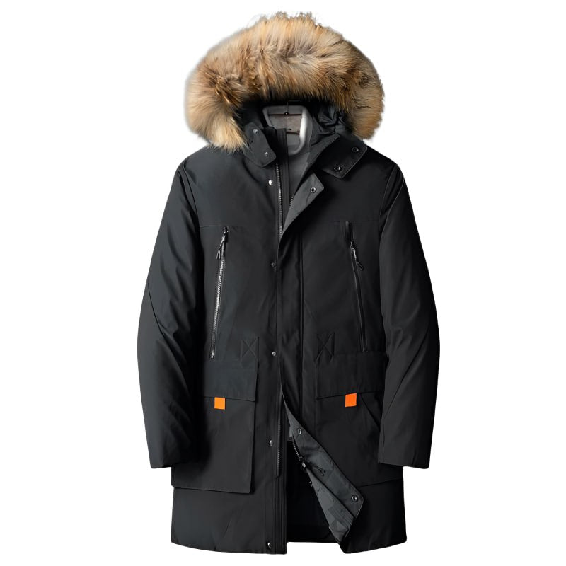 Finbar | Men's insulated parka with faux fur hood