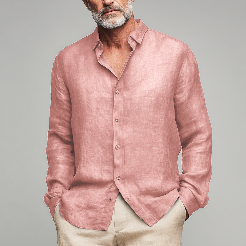 Perry | Men'S Summer Fashion Slub Linen Long Sleeve Shirt