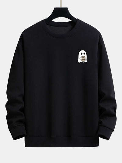Ferdinand® | Ghost Drinking Coffee Print Relax Fit Sweatshirt