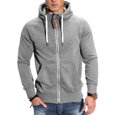 Men's Hooded Raglan Sleeveipper Sports Casal Jacket