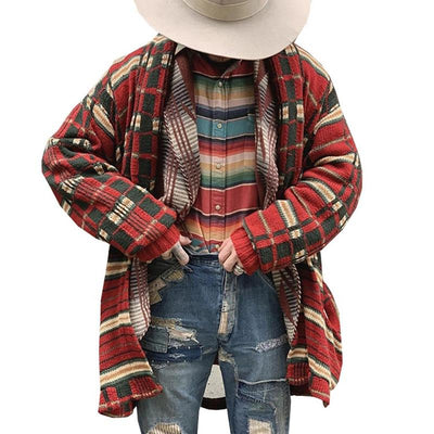 Men's Vine Check Jacqard Loosenit Cardigan