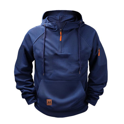 Men's Solid Zip-Up Hoodie Raglan Sleeve Sweatshirt