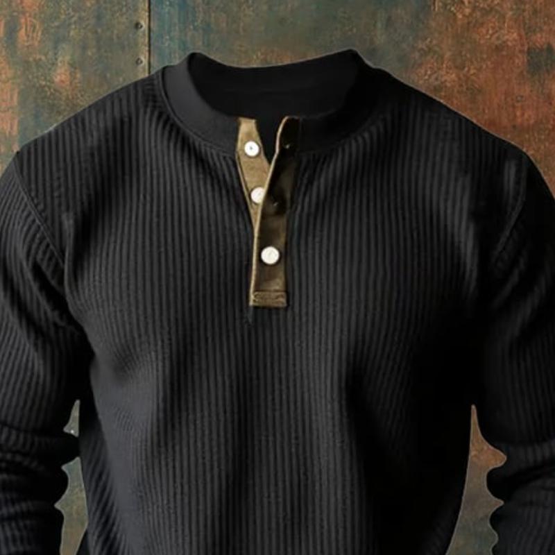 Men's Casal Colorblock Henley Collar Long Sleeve Sweatshirt