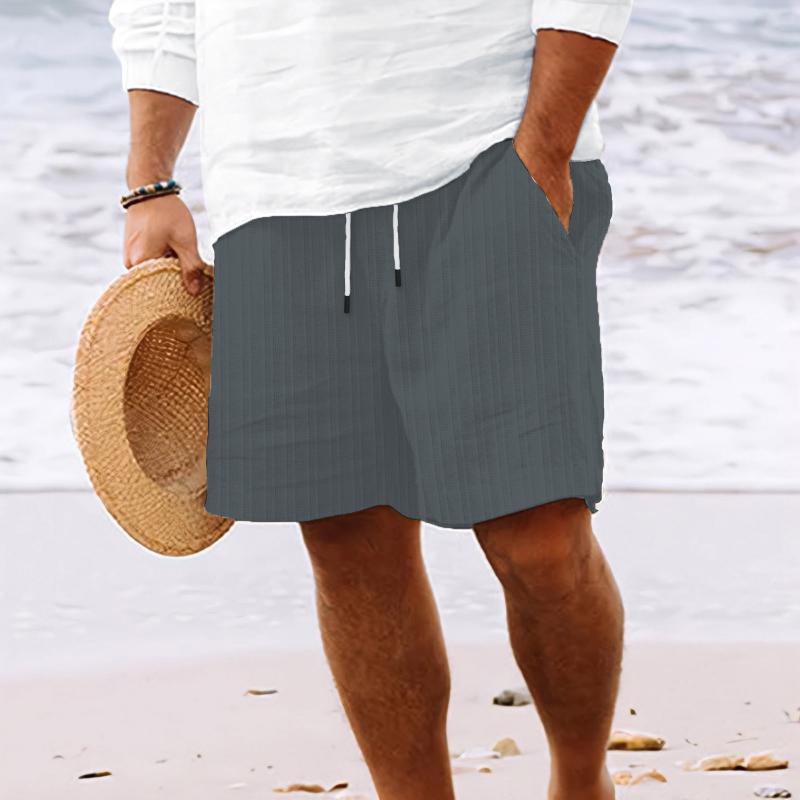 Men's Cotn Blend Striped Beach Drawstring Shorts
