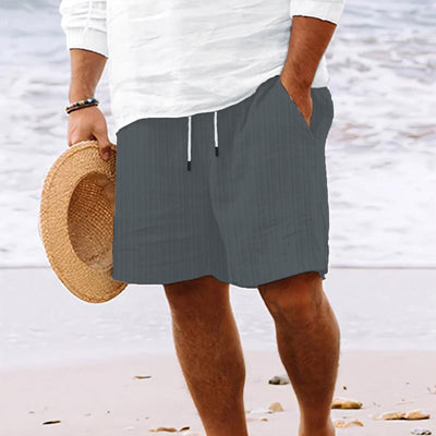 Men's Cotn Blend Striped Beach Drawstring Shorts