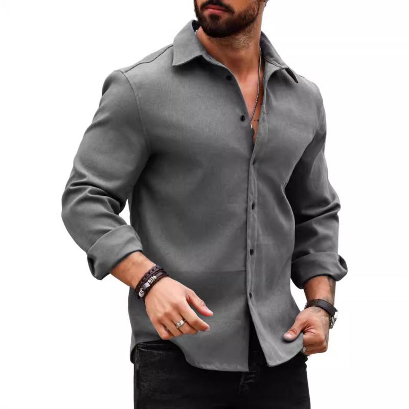 Men's Casal Cotn Blend Lapel SliFit Long Sleeve Shirt