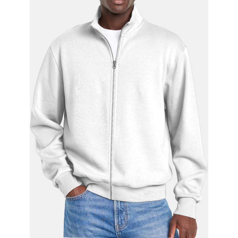 Men's Solid Coloripper Stand Collar Long Sleeve Sweatshirt Jacket