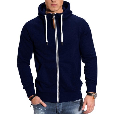 Men's Hooded Raglan Sleeveipper Sports Casal Jacket