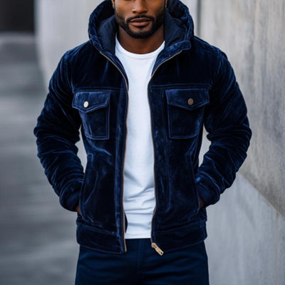 Men's Vine Velvetlti-Pocketipper SliFit Hooded Jacket
