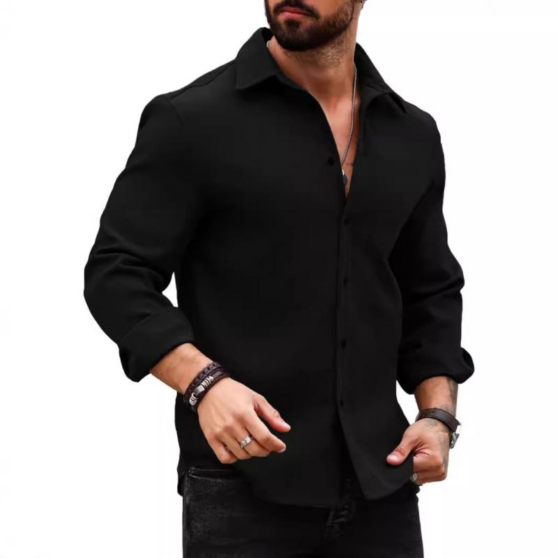 Men's Casal Cotn Blend Lapel SliFit Long Sleeve Shirt