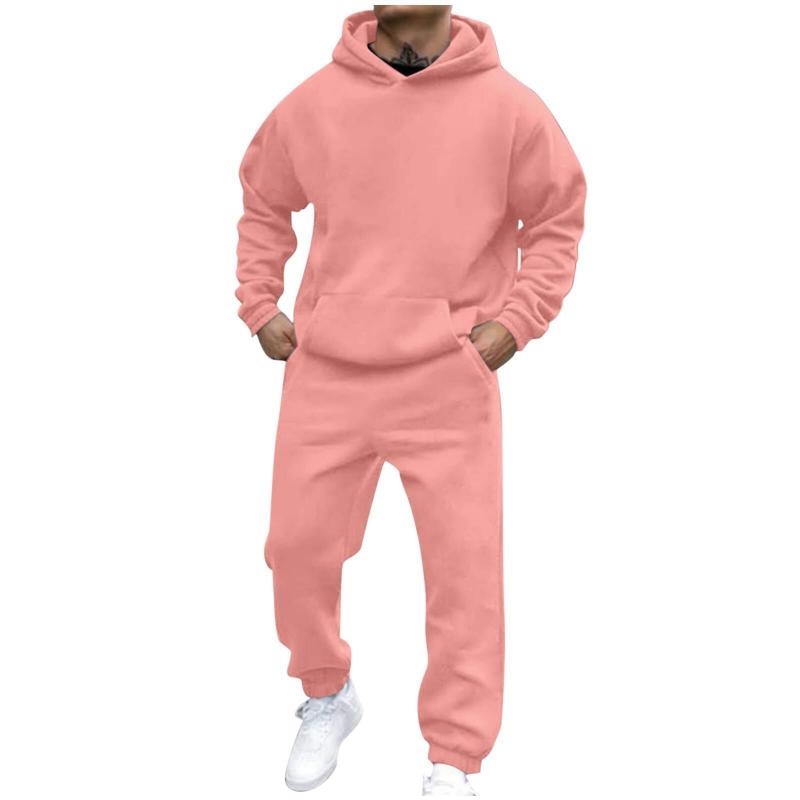 Men's Casal Loose Fleece Long-sleeved Hoodie Sweatpants Set