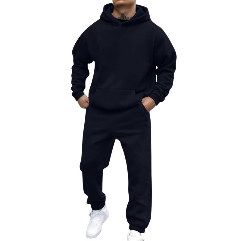 Men's Casal Loose Fleece Long-sleeved Hoodie Sweatpants Set
