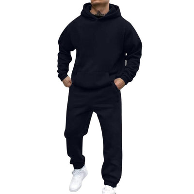 Men's Casal Loose Fleece Long-sleeved Hoodie Sweatpants Set