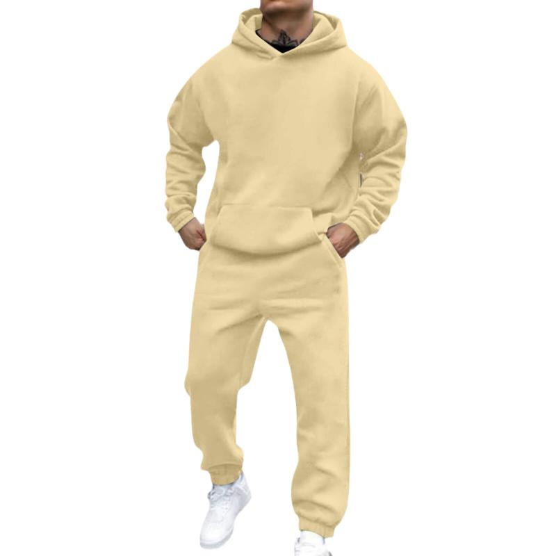 Men's Casal Loose Fleece Long-sleeved Hoodie Sweatpants Set