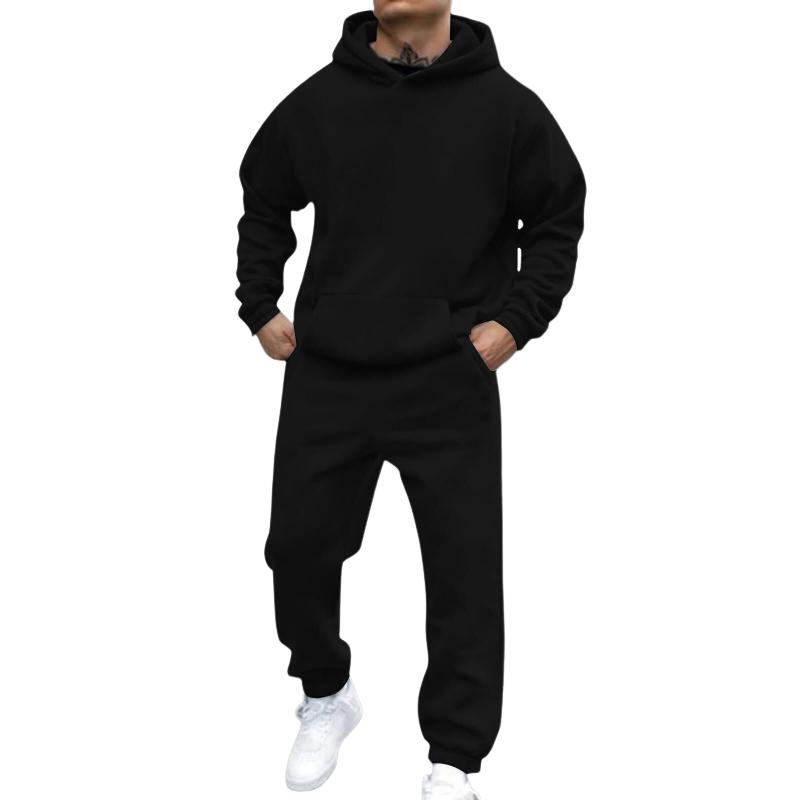 Men's Casal Loose Fleece Long-sleeved Hoodie Sweatpants Set