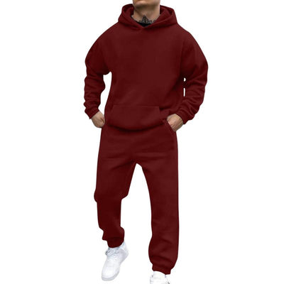 Men's Casal Loose Fleece Long-sleeved Hoodie Sweatpants Set
