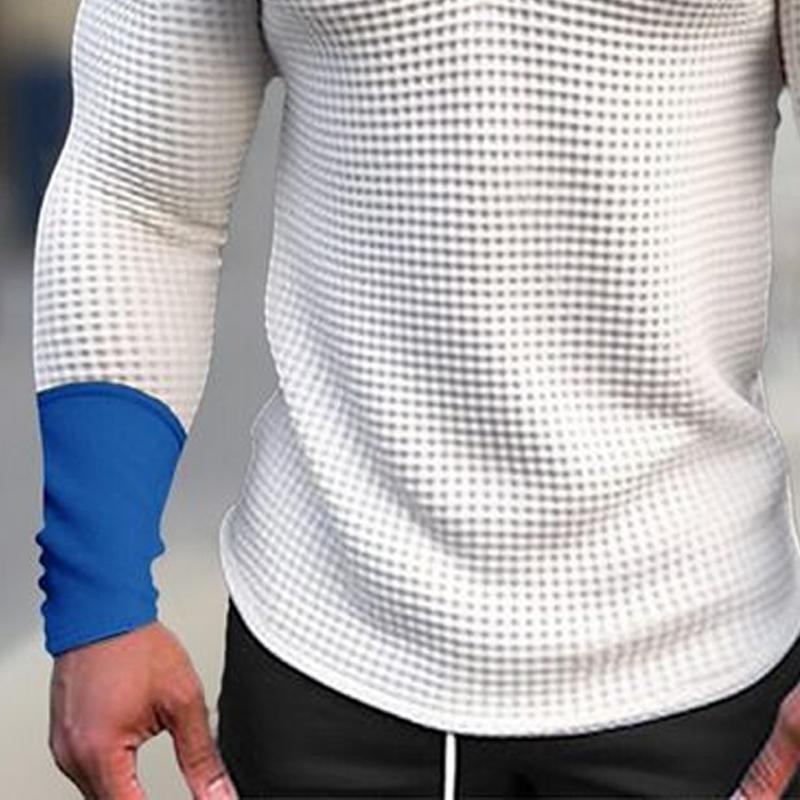 Men's Colorblock Waffle Hooded Raglan Sleeve Sweatshirt