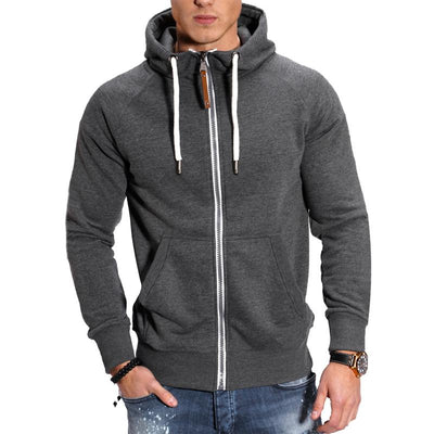 Men's Hooded Raglan Sleeveipper Sports Casal Jacket
