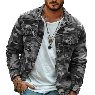 Men's Camoflage Canvas Retro Wear Lapel Jacket