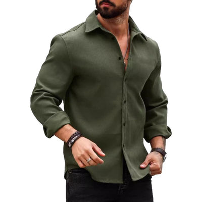 Men's Casal Cotn Blend Lapel SliFit Long Sleeve Shirt