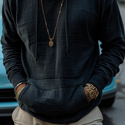 Men's Retro Solidangaroo Pocket Hoodie