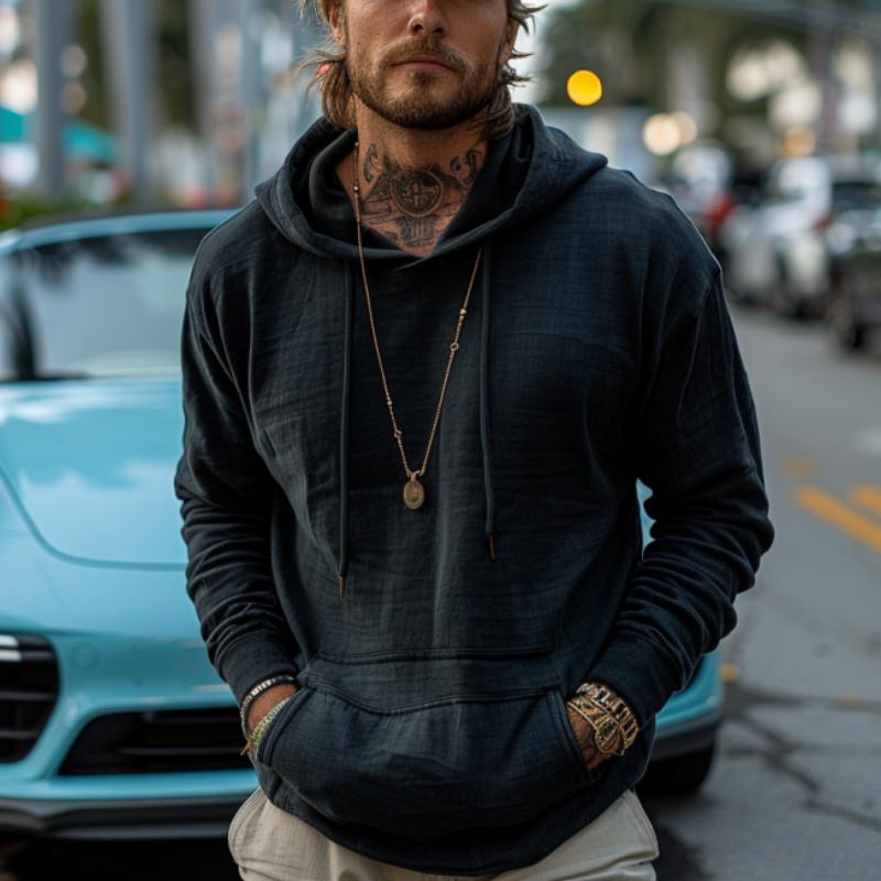 Men's Retro Solidangaroo Pocket Hoodie