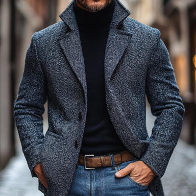 Men's Vine Herringbone Notch Lapel Single Breasted Blazer