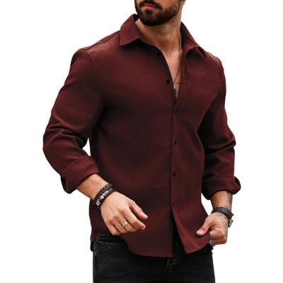 Men's Casal Cotn Blend Lapel SliFit Long Sleeve Shirt