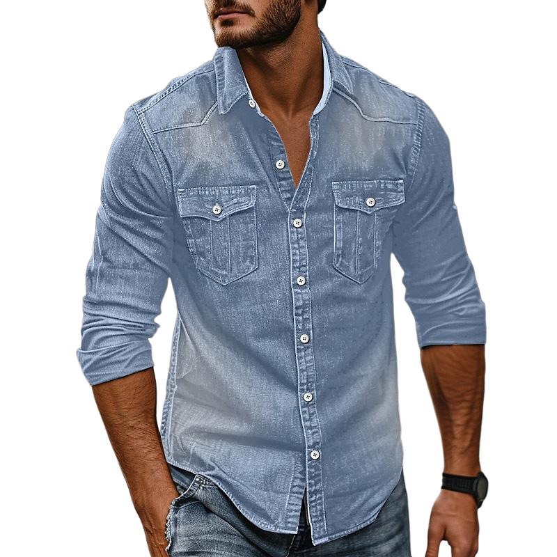 Men's Vine Washed Distressed DeniLapel Shirt